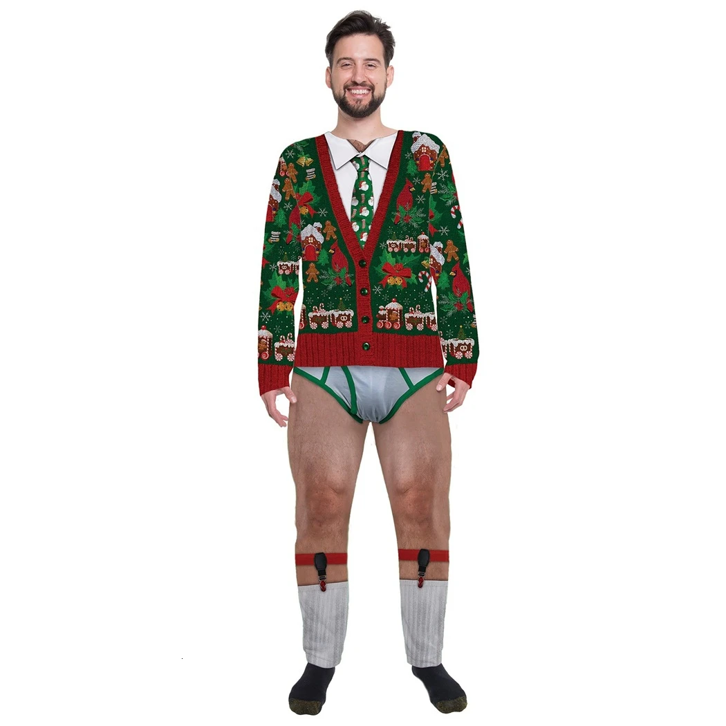 Мужской Забавный Рождественский костюм, толстовка, комплект со штанами, 3D принт, пуловер с длинным рукавом, топ, брюки, наряд, Мужская одежда для вечеринок