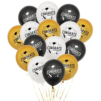 

12pcs 12inch Graduation Latex Balloons Gold White Doctoral Cap Baloon Graduation Decorations Back To School Congrats Globos