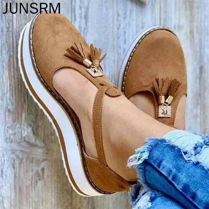 

JUNSRM New Women Sandals Buckle Strap Flock Summer Shoes Chaussures Femme Flat Platform Sandalias Plus Size Shoes 2020 Fashion