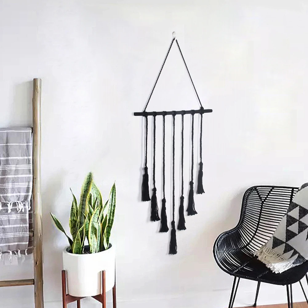 

Bedroom Handcraft Living Room Home Decor Tassel Handmade Tapestry Art Photo Show Wall Hanging Retro Macrame Knitted Cotton