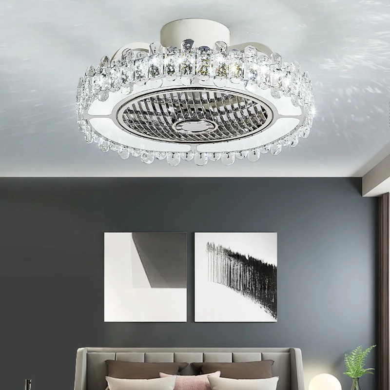 

Ceiling Fan with Remote Control Ceiling Fan Light Living Room Lamp Integrated LED Fan Light Modern Decoration Luminaire Crystal