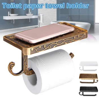 

Wall Mounted Toilet Roll Tissue Paper Holder Stand Phone Shelf with Hook for Bathroom YE-Hot