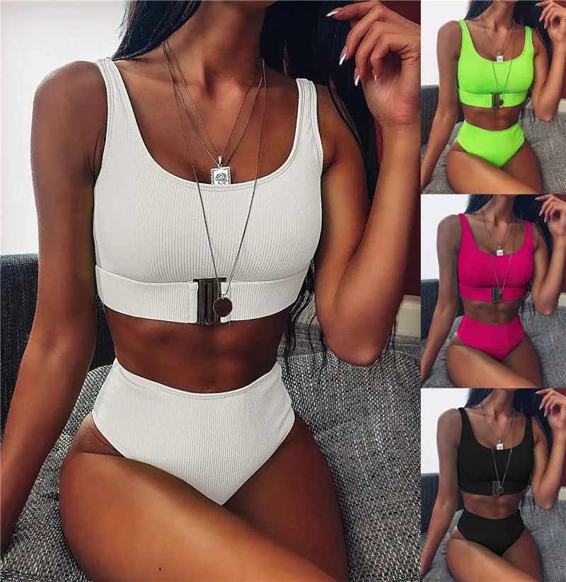 Maillot de bain Femme 2020 Новый Высокая талия с леопардовым принтом комплект бикини
