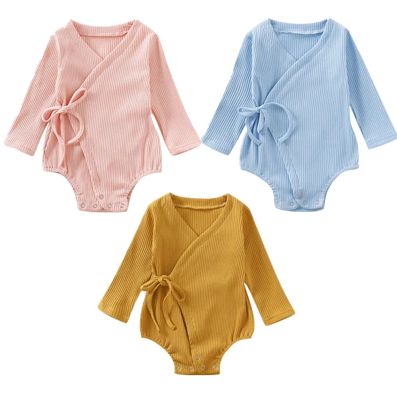 

Infant Baby Girls Boys Long Sleeve Solid Romper Cotton Bodysuit Outfits New Clothing