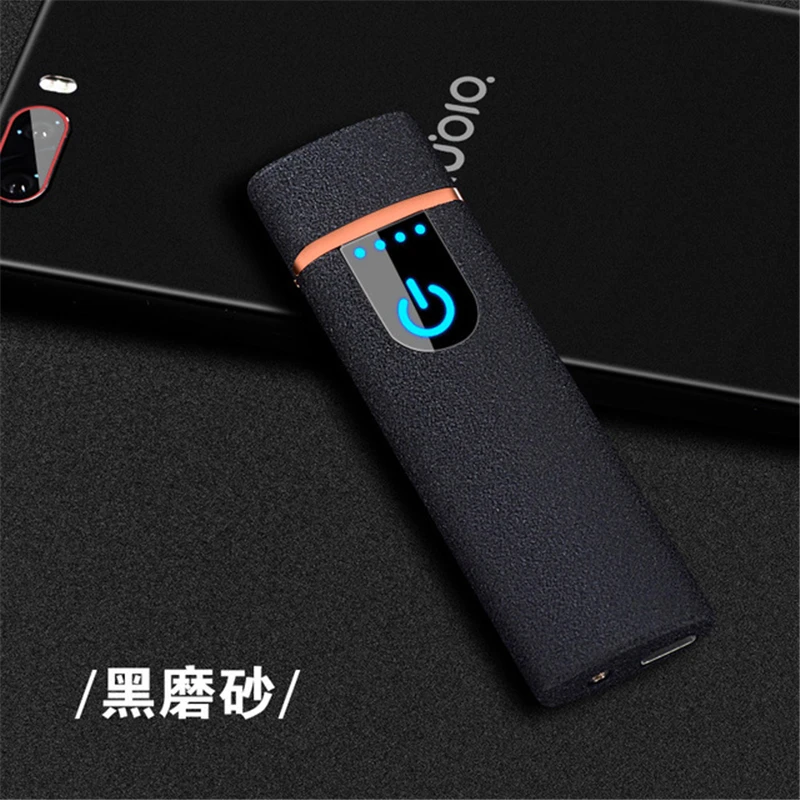 Matte Black Ультратонкая металлическая электронная сигаретная зажигалка, Индукционная USB перезаряжаемая ветрозащитная Зажигалка для мужчин и женщин - Цвет: Matte Black