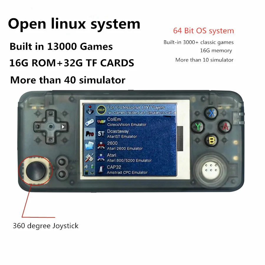 Retro Game Console Open Dual system Built in 13000 Games 40 Emulators 3.0 inch Portable Handheld Game Player Rocker controller