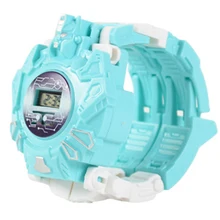 Гибкие подарки Робот трансформация волшебный мультфильм спортивные наручные часы электронные часы детские игрушки вращение Mecha цифровой