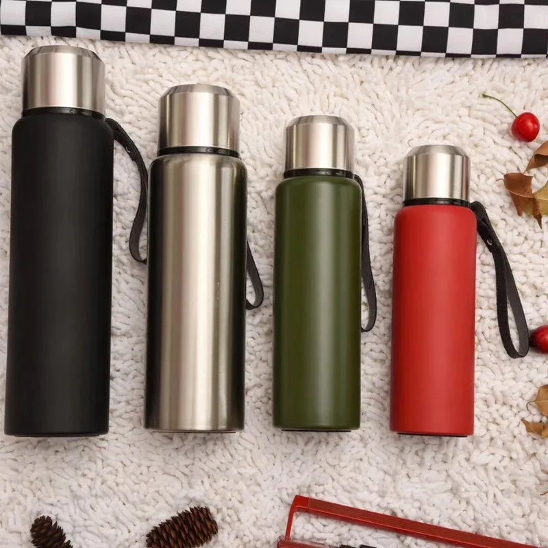 

Stainless Steel Bullet Thermos Mug Large Capacity Travel Pot Hand Rope Holding Sports Bottle Gift Glass