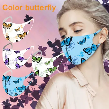 

1/2/4/5/10PC Face Masks Butterfly Printed Cloth Mask Print Washable and Reusable Windproof Mouth Face Cover Mascarar