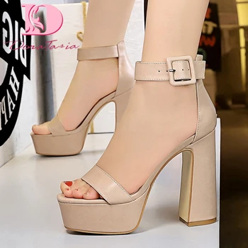 

Dora Tasia 2020 Dropship Women Sandals Square Heels Peep Toe Platform Metal Decoration Pumps Summer Casual Woman Shoes