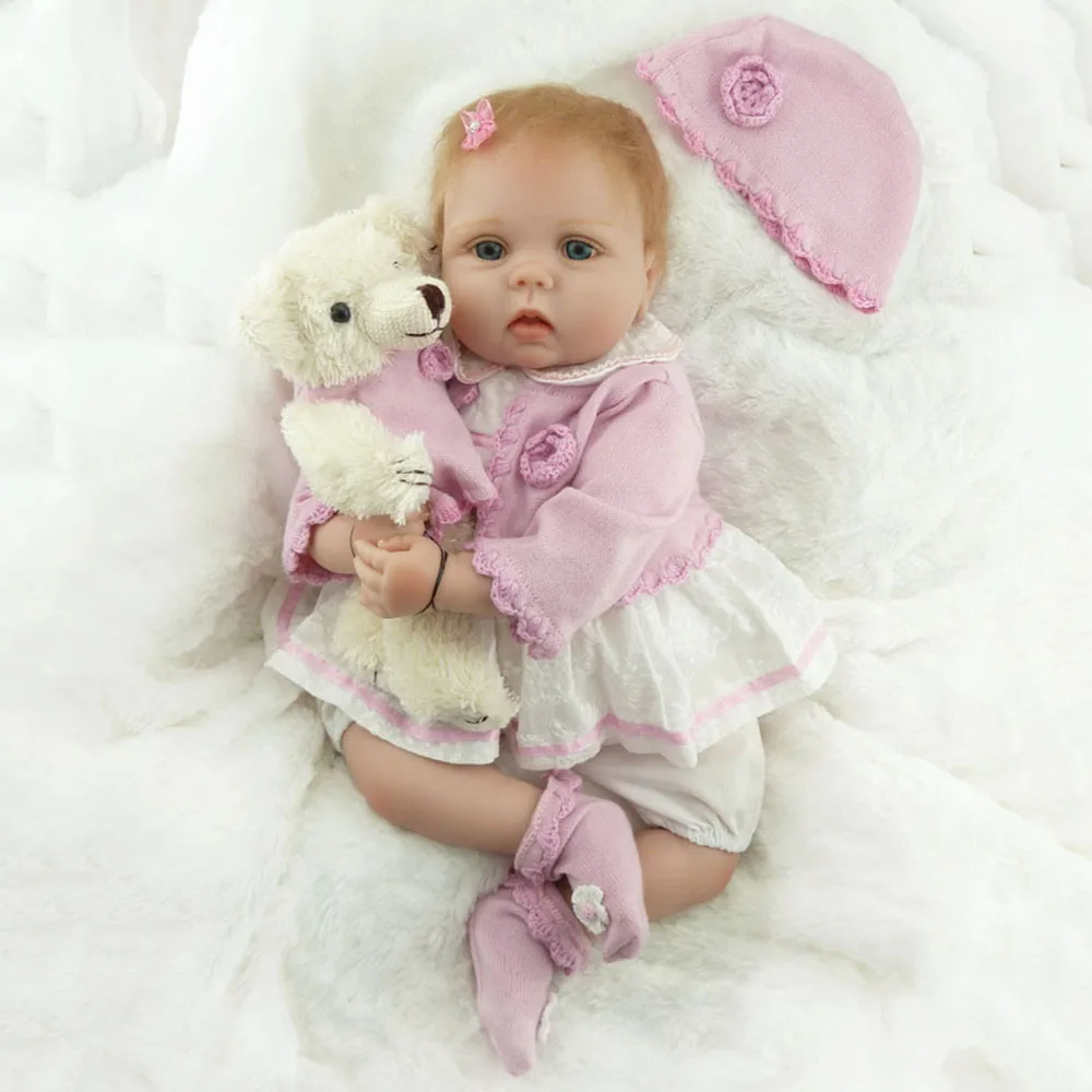 Decdeal 22 дюймов Reborn Baby Doll Toys Спящая настоящая Реалистичная мягкая сенсорная кукла подарок на день рождения с Одежда для куклы-младенца