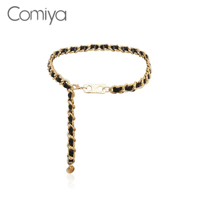 Comiya, корейская бижутерия, пояс на талию, корейские ювелирные изделия, кожа, золотой цвет, цинковый сплав, Mujer, модные аксессуары, Bijoux Links для женщин