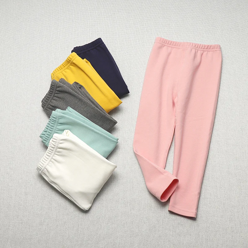 

Support One-piece Velvet Boneless Seam CHILDREN'S Leggings Men And Women Baby Pure Cotton Thin Cashmere Trousers Solid Color
