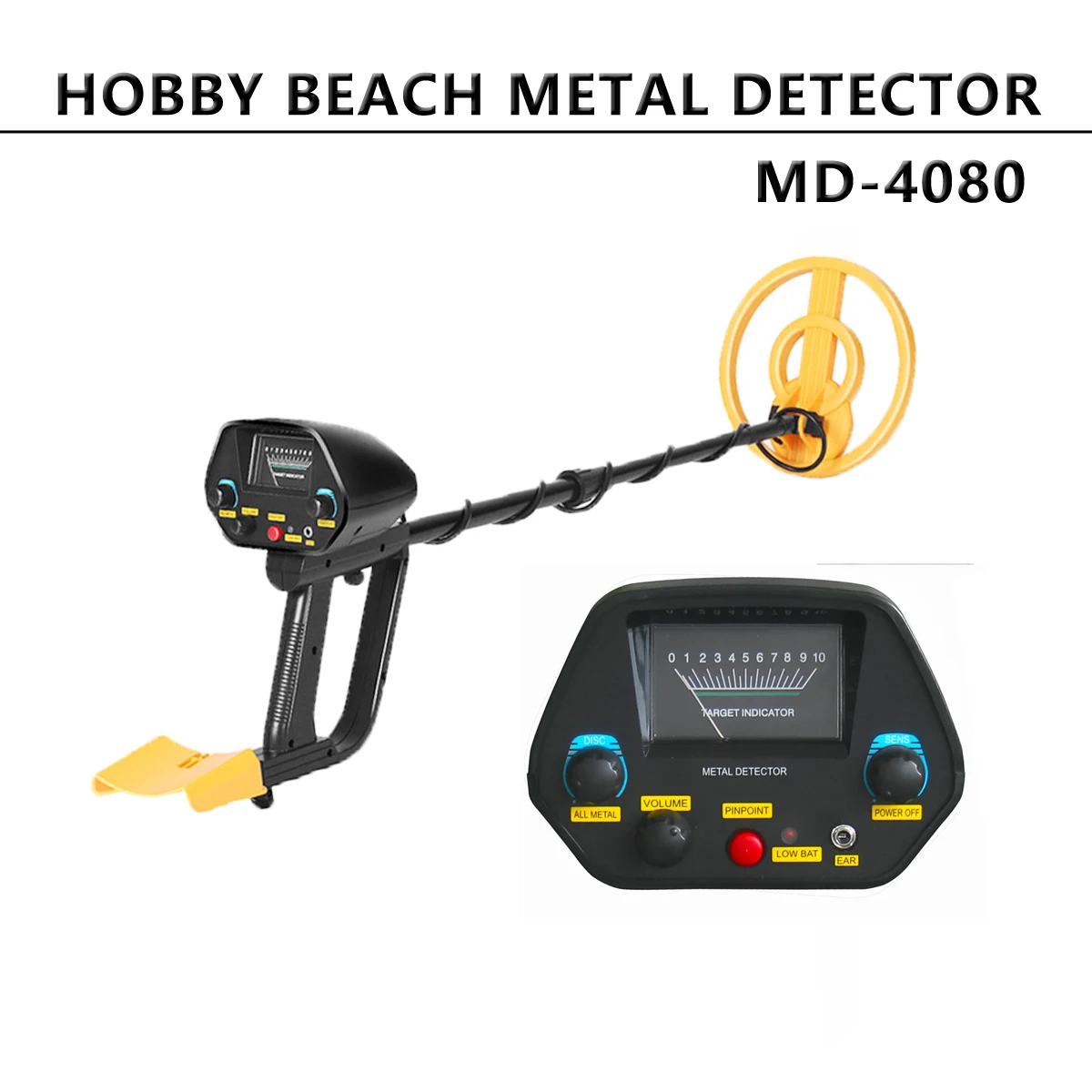 MD-4080 металлоискатель с точечной регулируемой функцией диска легкий Охотник за сокровищами детектор золота с водонепроницаемой катушкой