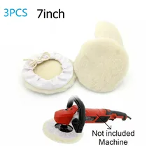 Tampon de polissage en laine d'agneau 7 pouces/180mm, 3 pièces, tampon de roue de polissage pour. Polisseuse électrique.