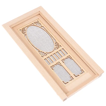 

1/12 Scale Dollhouse Miniature Wood External Hollow Screen Door Unpainted Furniture for Dolls House Furniture Accessories