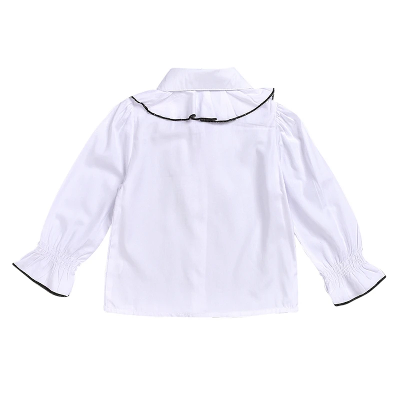 Одежда для малышей; модные хлопковые белые рубашки для девочек с длинными рукавами и квадратным воротником