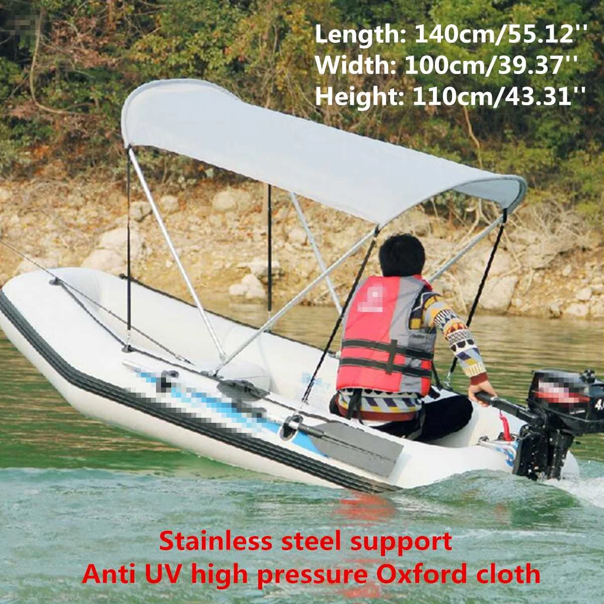 

1.4x1x1.1M Foldable Anti-UV Fishing Rubber Inflatable Top Boat Cover Tent Sun Rain Shelter Sunshine Protection Boats Accessories