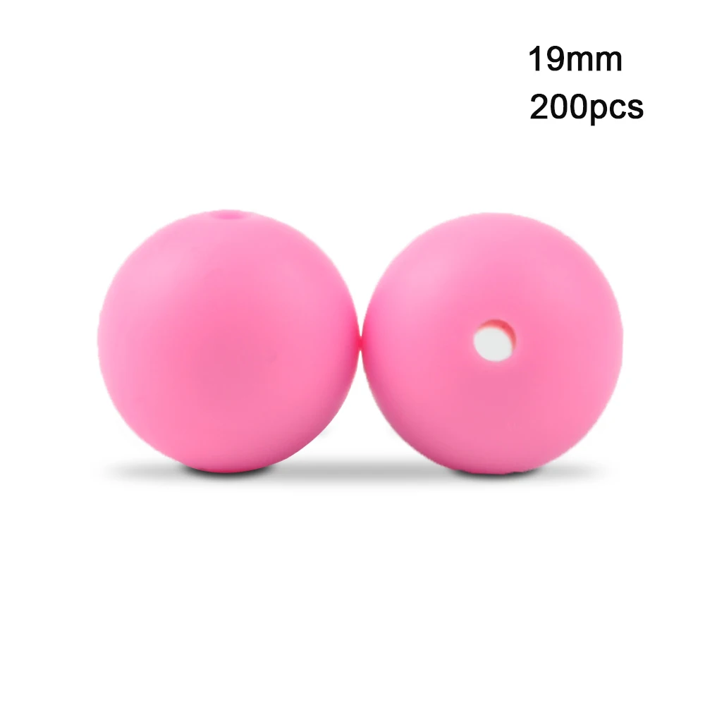 Pink LOFCA 200 шт 19 мм круглые силиконовые бусины Детские Прорезыватели без бисфенола пищевая детская игрушка DIY ювелирные изделия ожерелье аксессуары для кормления - Цвет: Pink