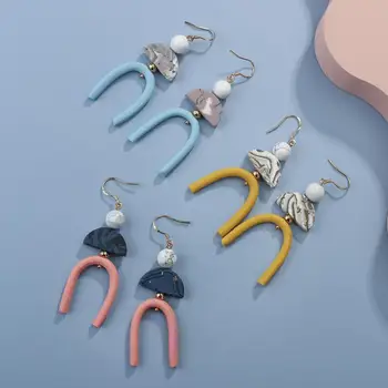 

AENSOA 2020 Korea Fashion Colorful Geometric Irregular Polymer Clay Drop Earrings for Women Statement Jewelry Brincos Gift