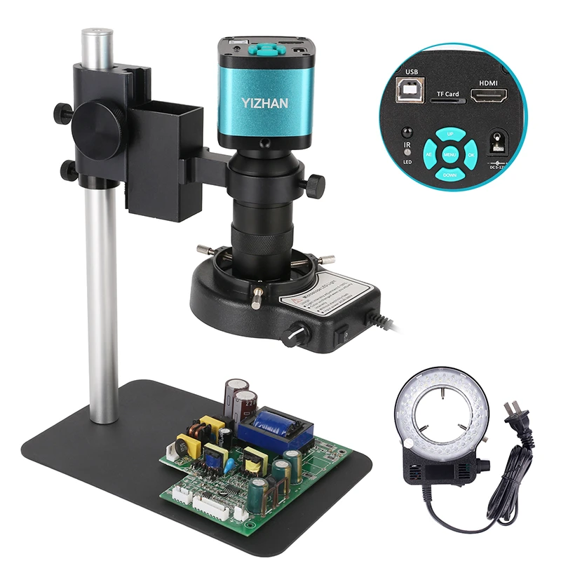 48MP HDMI USB Industry Digital C-Mount Microscope Camera 130X Zoom Lens with shadow-free Circle LED Light Stand Video Recorder US Plug 2K @ 30FPS Video 48MP Photo Full HD TV 48MP HDMI USB Industry Digital C-Mount Microscope Camera 130X Zoom Lens with shadow-free Circle LED Light Stand Video Recorder US Plug 2K @ 30FPS Video 48MP Photo Full HD TV