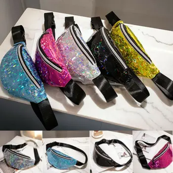 

Local Stock Sequins Holographic Fanny Pack Feminina Waist Pack Women's Laser Chest Waist Bag Women Belt Bag Bum Bag 2020 New
