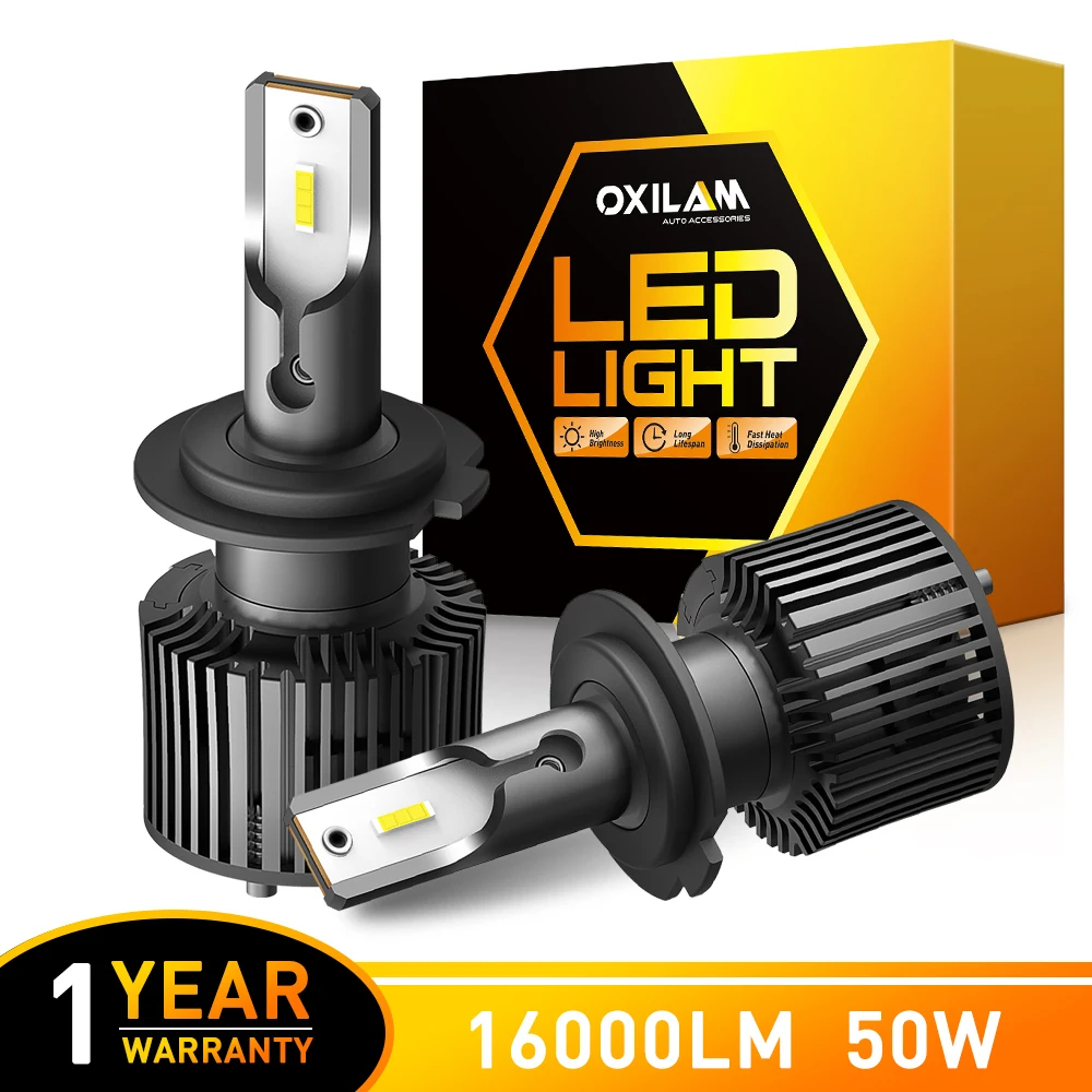 OXILAM 2Pcs H7 Car Led Headlight H1 H4 H8 H11 H9 LED Bulb 12V 24V Headlamp Turbo LED 9005 HB3