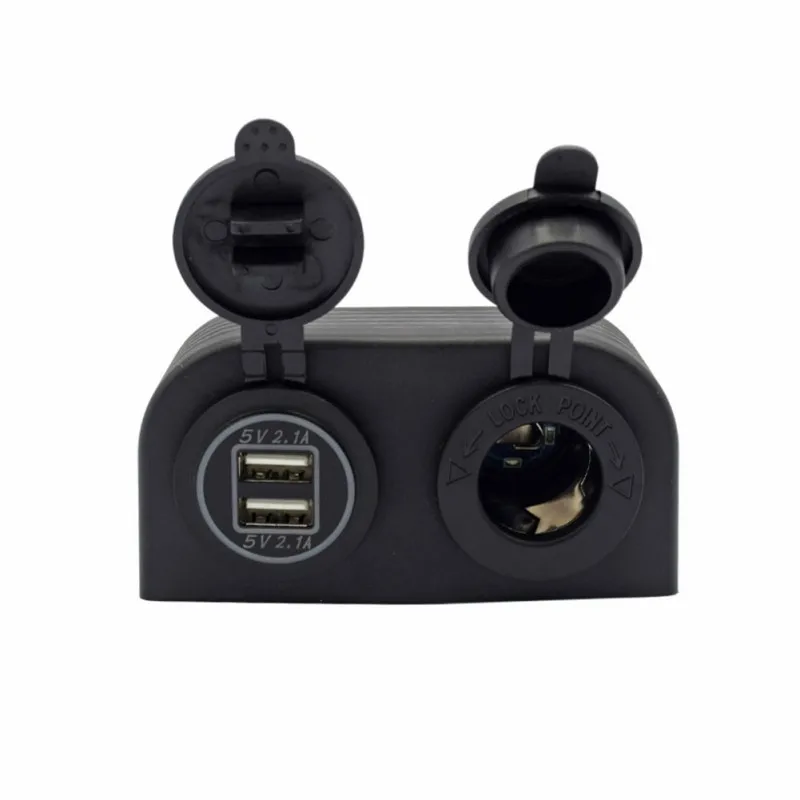 Balight 4.2A автомобильный мотоцикл двойной USB зарядное устройство+ 12 В/24 В прикуриватель панель для морской лодки ATV RV