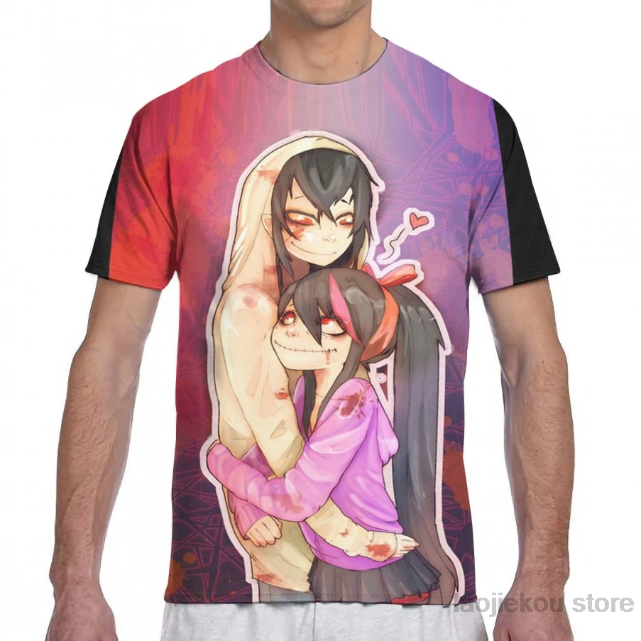 

Creepypasta Jeff the killer and Nina the killer men T-Shirt women all over print fashion girl t shirt boy tops tees