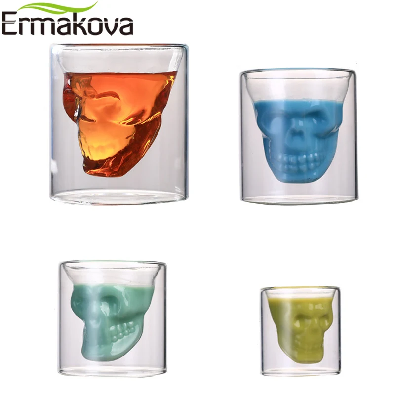 Стакан ERMAKOVA из 4 предметов с черепом стеклянный стакан для виски кружка вина