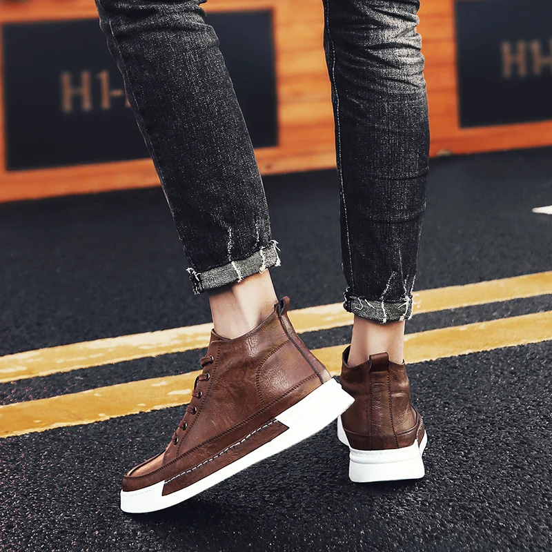 Fashion Black Men s leather casual flats shoes Driving Shoes For Men NEW Brand High quality