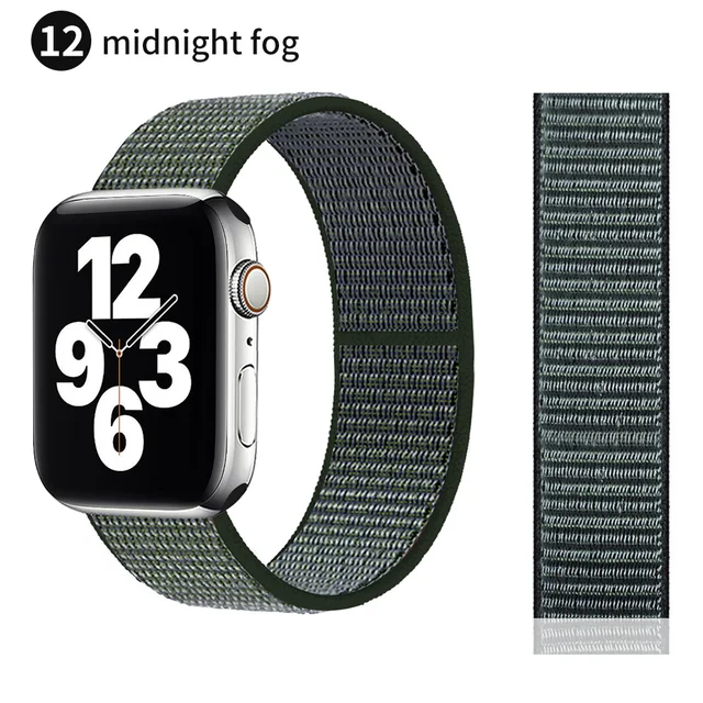 Nylon Strap for Apple watch series 7 band 41mm 44mm 40mm 42mm 38mm smartwatch wristband belt sport loop bracelets iWatch 3456 se Deep grey mist