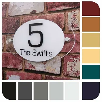 

Details about 25x14cm Modern oval House Number Plaque Door Sign Address Plaque Buisness property