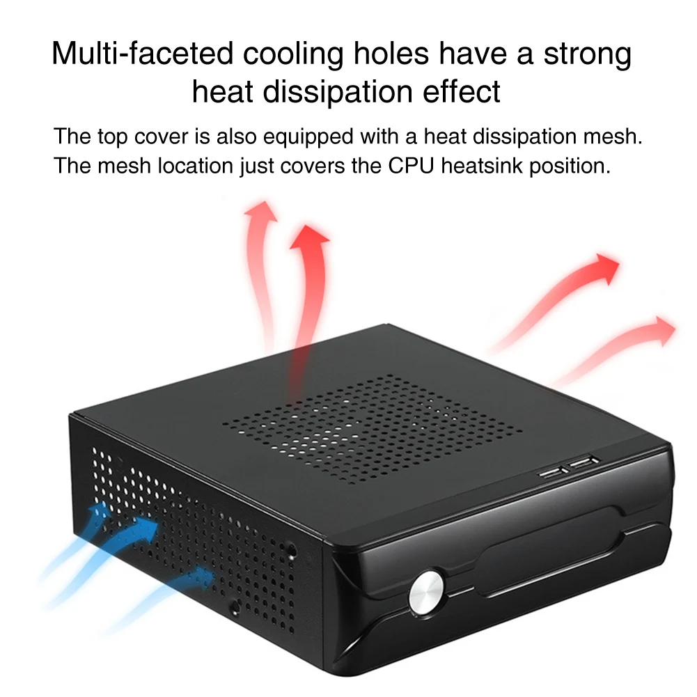 Горизонтальный практичный источник питания Mini ITX Host HTPC Металл 2,0 USB игровой с отверстием радиатора домашний корпус офисный чехол для компьютера