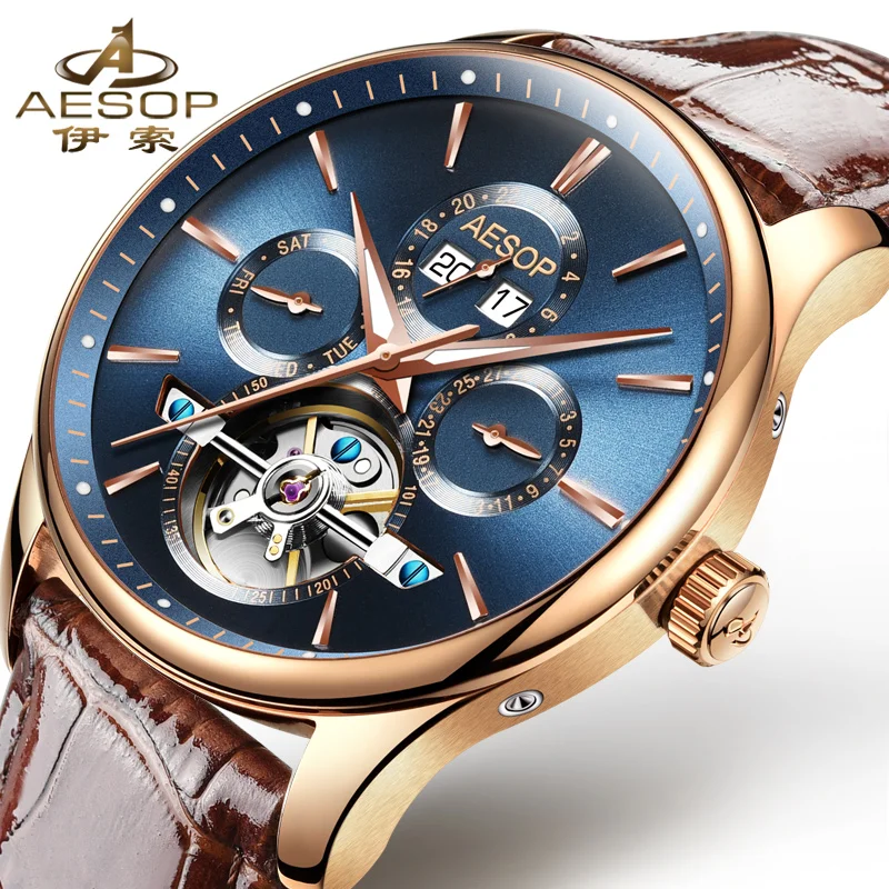 

AESOP Brand Fashion Watch Men Automatic Mechanical Shockproof Waterproof Wristwatch Male Clock Relogio Masculino Hodinky New 46