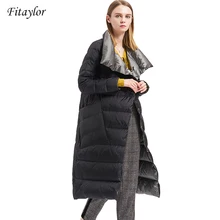 Fitaylor, зимний женский пуховик, Двухсторонний пуховик размера плюс, двубортный, ультра теплый светильник, парка, зимняя верхняя одежда