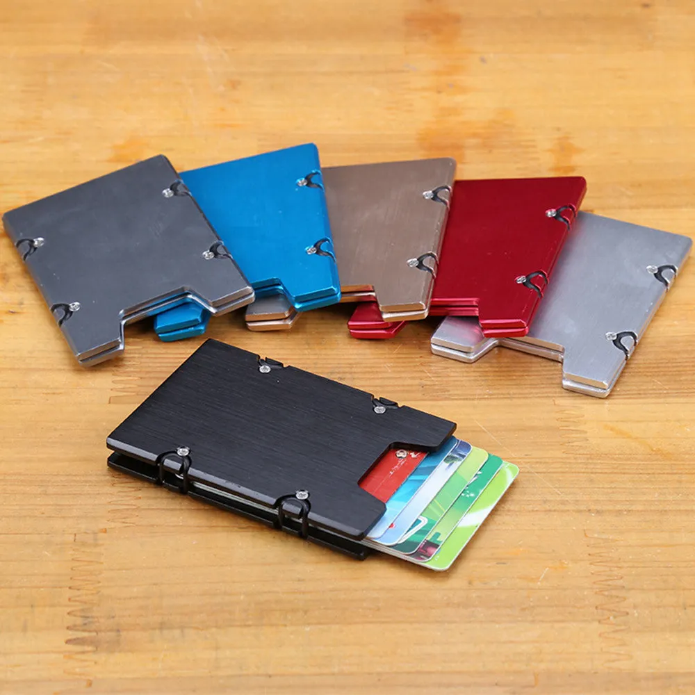 

1 Piece Aluminum New Card holder Anti RFID Blocking Men Credit Card Holder Metal Wallet ID Bank Card Case Metal Protection Purse