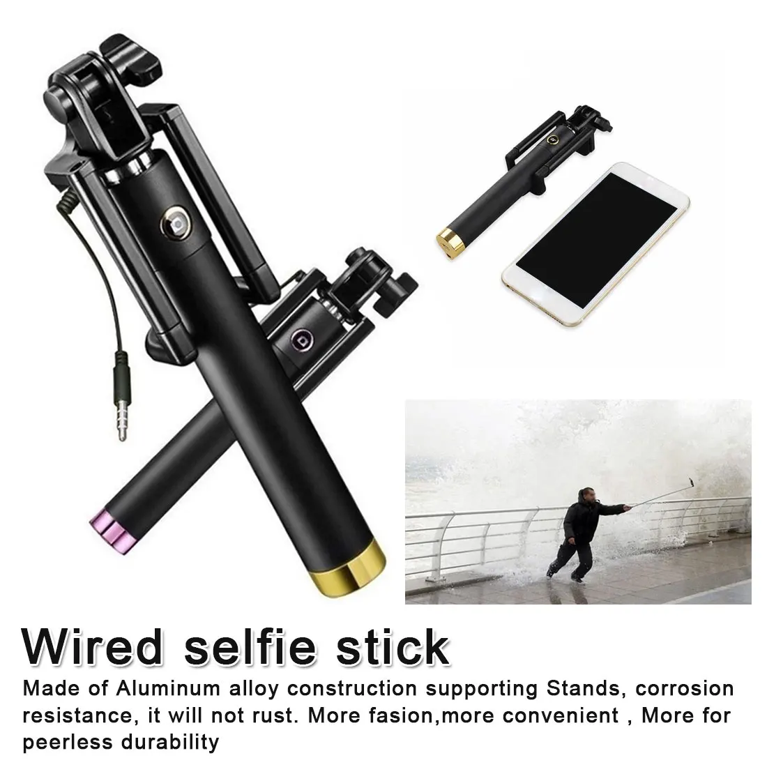 Проводной selfie Stick с Bluetooth Контролируемая ручным моноподом выдвижной складной Автоспуск для наружных осветительных приборов мини мобильный телефон selfie селфи-палка штатив-Трипод