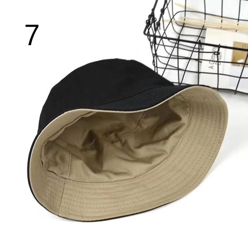 Women Men Panama Cap Winter Double-sided wear solid color Bucket Hats Outdoor Bob Caps Black and White Fishing Sun Caps