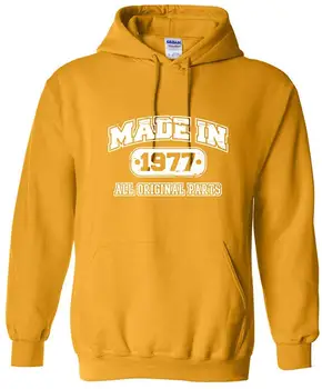 

39th Birthday Hoodie Made in 1977 Sweatshirt Mens Funny Hoodie L Gold Men Women Hoodie Sweatshirt