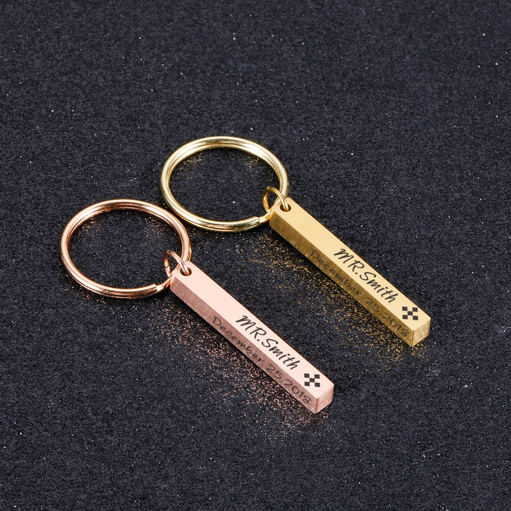 Custom Engraved 3D Rectangle Keychain Key Ring