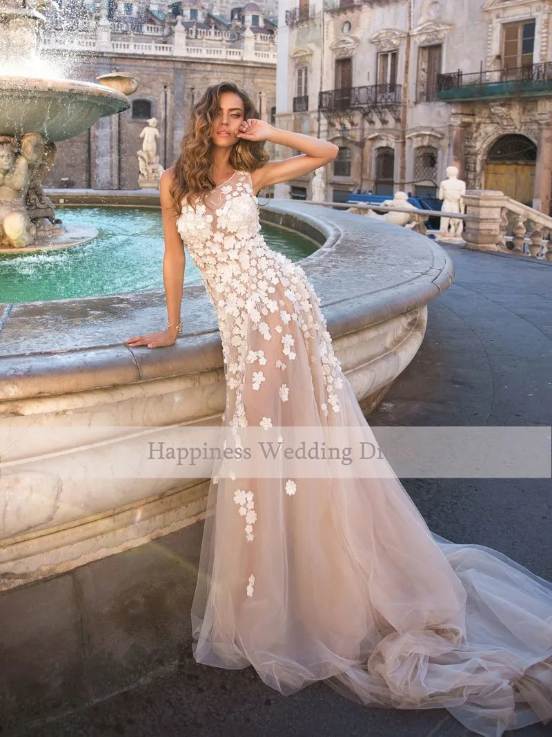 Booma-Lace-Wedding-Dresses-Mermaid-2020-Handmake-Flower-Illusion-Tulle-Wedding-Gowns-Beach-Boho-Bride-Dress