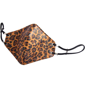 

New Leopard-print Leather Mask Women Creative Hook-Up Elastic Rope Mask Fashion Punk Accessories