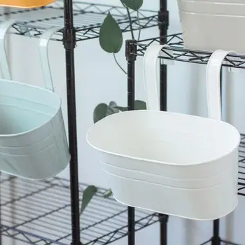 

1pcs Colorful Hanging Flower Pots Metal Iron Balcony Planter Decor Garden For Home Detachable With Plant Hook A7Z3