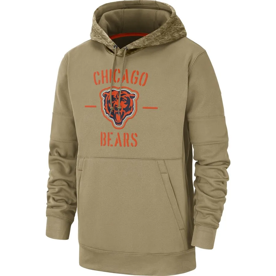 Chicago Мужская Толстовка для американского футбола Bears Салют для обслуживания Sideline Therma пуловер с капюшоном - Цвет: 1