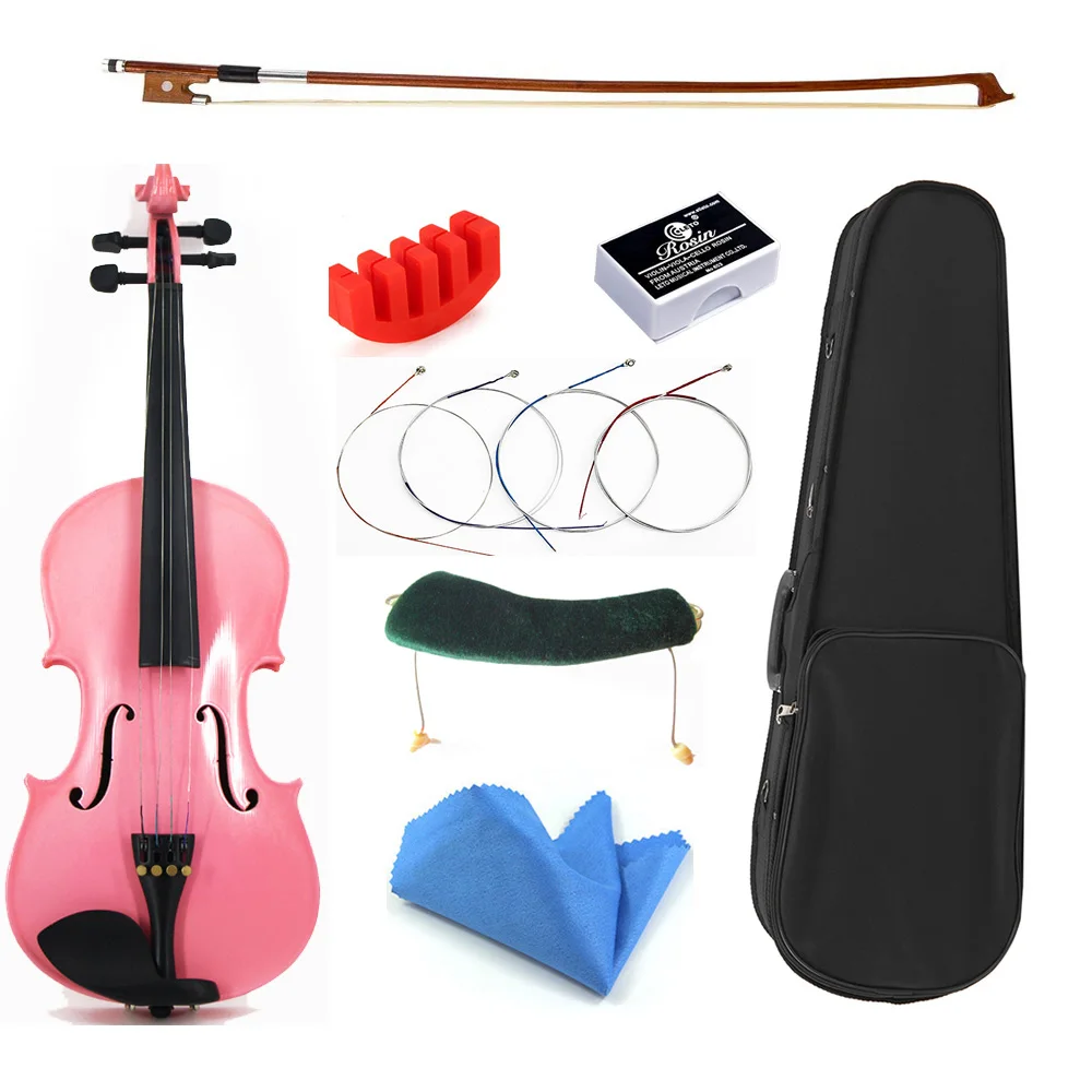 Brand Student Beginner Pink Violin High Grade Solid Wood 4/4 Violino Fiddle Full Set Accessories | Спорт и развлечения