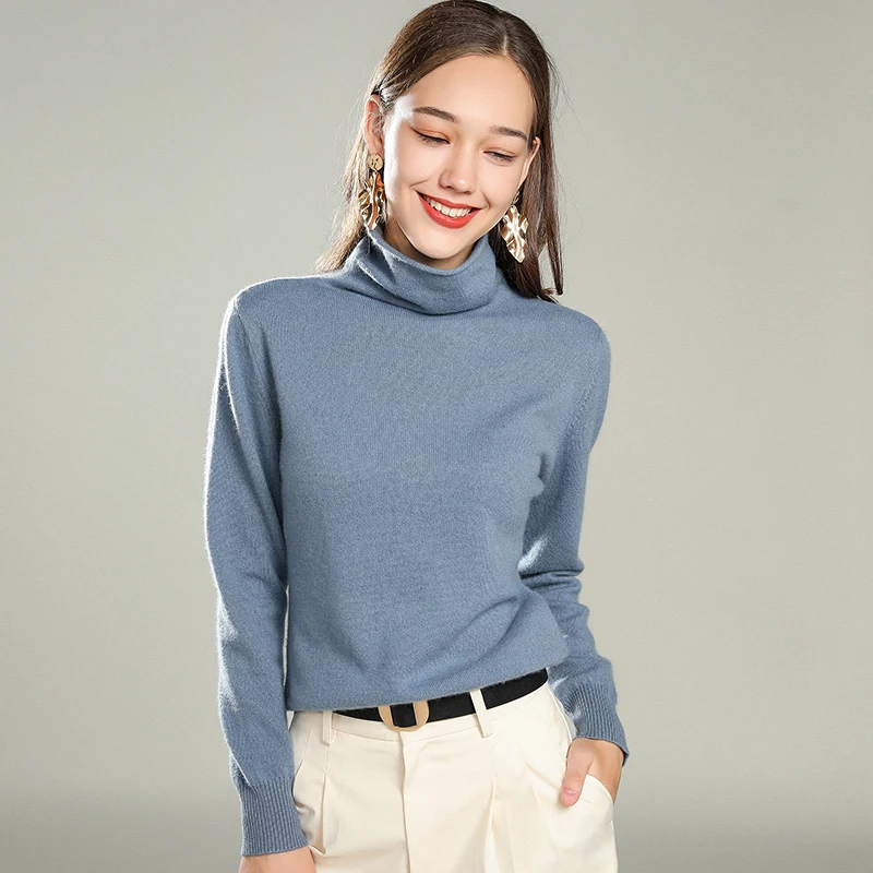 Solid color high collar cashmere sweater female short section long sleeve pullover sweater bottoming 19 autumn and winter new