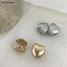 HUANZHI S925 Серебряные Золотые Серебряные в форме сердца Простые геометрические серьги прямоугольные полые серьги для женщин вечерние подарки