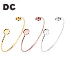 

16.6cm Circumference Stainless Steel Diy Open Bracelet Bangle Base Blank Findings Tray Bezel Setting Cabochon Jewelry Marking