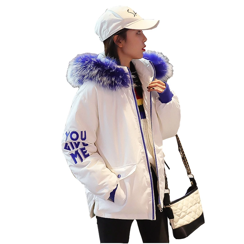 Best New winter down cotton coat female big fur collar shortKorean thicken winter party to overcome large size Hooded coats Women #039;s